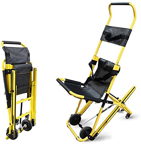 YLKCU 1 Electric Wheelchair Stair Evacuation Chair Foldable Ambulance Chair Firefighter Evacuation Lift with Patient Restraint Straps Weight Capacity 350lb-Yellow + Black