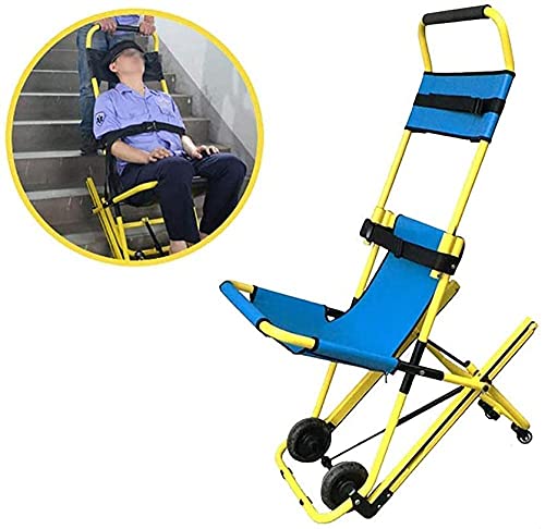 YLKCU 1 Electric Wheelchair Stair Evacuation Chair Foldable Ambulance Chair Firefighter Evacuation Lift with Patient Restraint Straps Weight Capacity 350lb-Yellow + Black