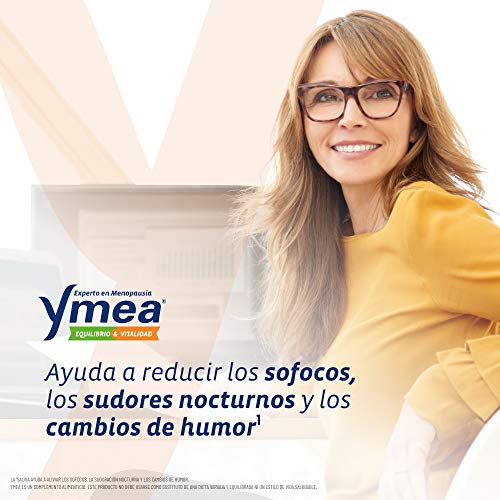 Ymea Equilibrio y Vitalidad - Tratamiento de la Menopausia, control de Sofocos, ayuda a mantener la Energía, uso prolongado, sin estrogenos, soja o consevantes, tratamiento 1 mes, sin Color, 30 unidad