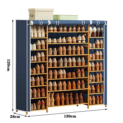 Zapatero Simple De Bambú, Zapatero Económico para El Hogar con Puerta Multicapa, Estantes De Almacenamiento para Dormitorios A Prueba De Polvo, Cubierta De Tela Oxford, Gran Capacidad