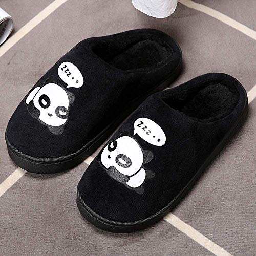 Zapatillas de Estar por Casa para Niñas Niños Otoño Invierno Zapatillas Mujer Hombres Interior Caliente Suave Dibujos Animados Panda Zapatos Negro 39/40 EU = 40/41 CN