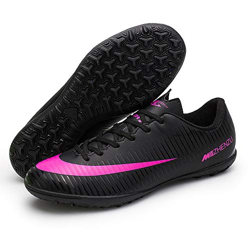 Zapatillas de fútbol Topoption para niños y adultos, profesionales, para entrenar al aire libre, para exteriores, atléticos, con tacos, unisex, color Negro, talla 39 EU