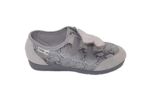 Zapato/Mujer/Cosdam/Plantilla Extraíble/Apto Plantilla ortopédica/Cuña 2 cm/Empeine Téxtil/Suela Goma/Color Gris Perla/Talla 37