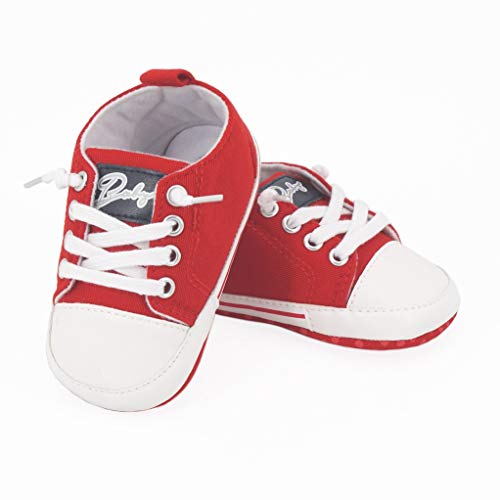 Zapatos para bebé Auxma La Zapatilla de Deporte Antideslizante del Zapato de Lona de la Zapatilla de Deporte para 3-6 6-12 12-18 M (3-6 M, Rojo)