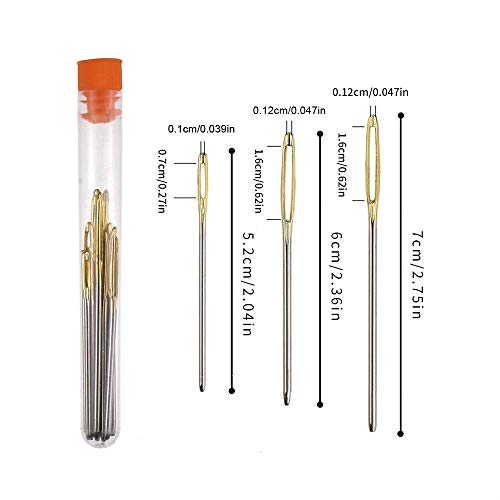 13 Piezas de Aguja de Estampado en Caliente, Aguja Roma de Ojo Grande Puntiaguda, Juego de Agujas para zurcir,Adecuado para Cualquier Punto de Cruz Tejido, etc