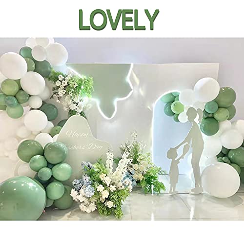 141Pcs Kit de arco de guirnalda de globos verde salvia Arco de globos retro verde y blanco con globos de látex metálicos dorados para cumpleaños, bodas, graduación, fiesta, decoración