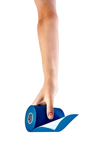 1x Cinta adhesiva deportiva / vendaje PREMIUM para kinesiología / 100 % algodón resistente al agua. Recomendado por fisioterapeutas. Longitud del rollo 5 m, anchura 2,5 cm / color: azul petróleo