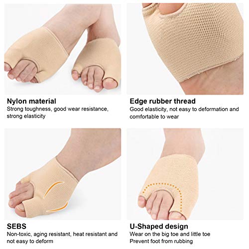 2 pares de corrección de hallux valgus, férula ortopédica para juanetes Corrector de juanete en forma de U Almohadillas ortopédicas para el antepié Alivio del hallux valgus Alineación del dedo(L)