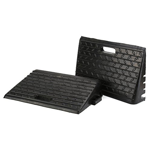 2 Pcs Rampa de Goma de Servicio Pesado para Bordillos 48,5X30X9,5cm Rampas Goma Escalon para Coches Minusvalidos Silla de Ruedas Caravanas Motos