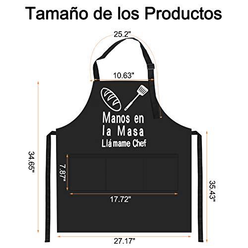 2 piezas Delantal de Cocina con 3 Bolsillos Ajustable Delantales Antiincrustante Regalos para Mujeres Hombres Delantal Cocinero Mandil Cocina para Restaurante, Jardinería.Cafetería, Barbacoa, Hornear