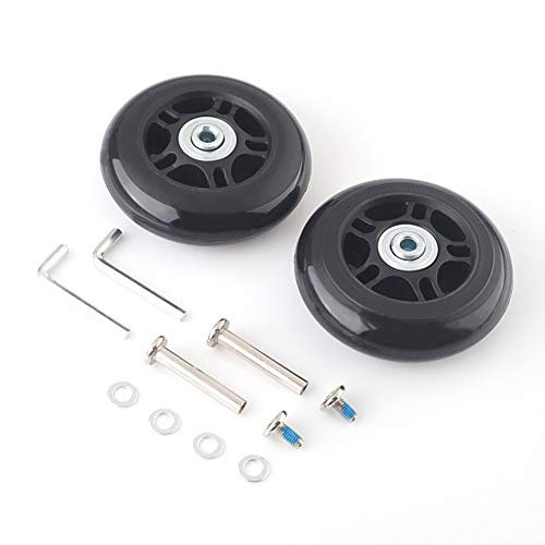 2 Ruedas Repuestos para Maletas 80mm x 24mm con Recambios Eje 35mm