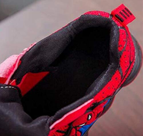 2019 Otoño Nuevos Zapatos Intermitentes para Niños Zapatos Deportivos para Niños Zapatos Spider-Man Zapatos De Suela Blanda (EU33,Rojo)