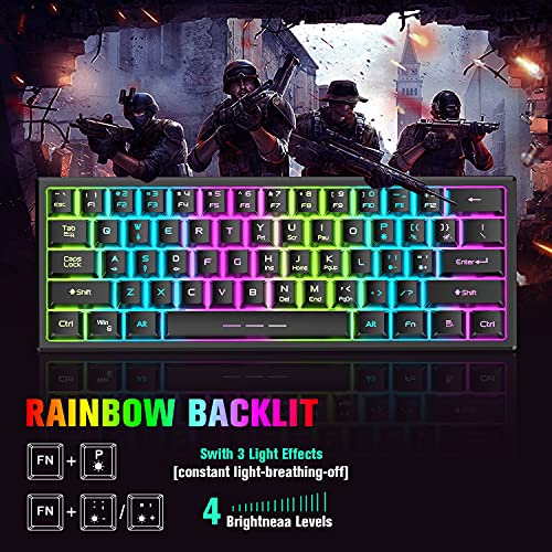 2,4G Wireless Teclado de Ratón para Gamers 3000mAh Tipo-C RGB Recargable Anti-Ghosting Mini Mecanical Sensación Teclado 2400DPI Silencioso Mouse