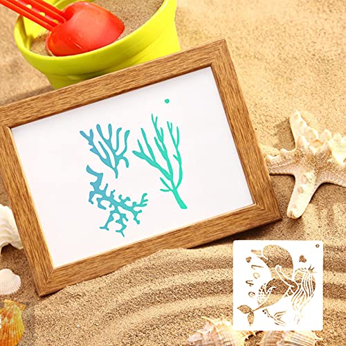 24pcs Plantillas para Pintar Plantillas de Criaturas Marinas Plantillas para Dibujar Niños Plantillas de Plástico Reutilizables de Animales Plantillas para pintar paredes mueble Scrapbooking-13x13cm