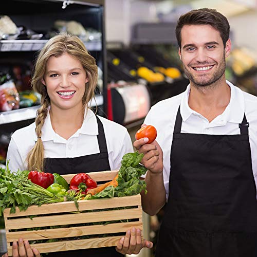 2Piezas Delantales para Hombre Mujer, Delantal Cocina de Algodón Poliéster, Delantales ajustables y 2 Bolsillos, Delantales para Cocina Hornear Jardinería Restaurante Camarero Barbacoa Cafetería