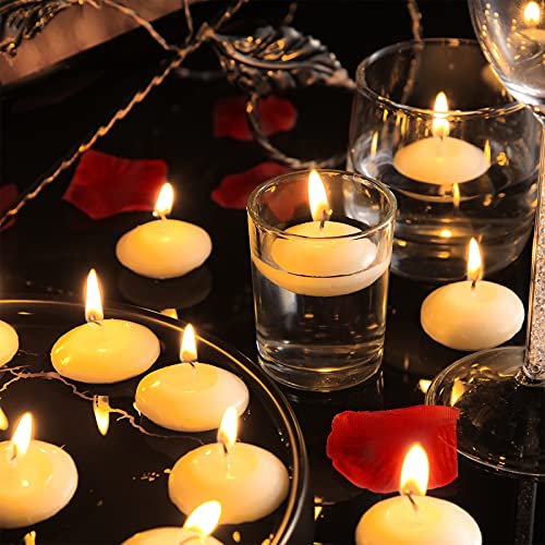 30 Piezas Velas Flotantes sin Perfume para Centros de Mesa Velas de Candelitas Cálidas Flotantes para Decoración Boda Fiesta Piscina SPA San Valentín Bañera Navidad (Blanco)