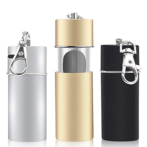 3pcs Mini Cenicero Portátil de Llavero, Metal Cenicero de Bolsillo Portátil de Llavero con Tapa Mini Cenicero de Viaje para Uso al Aire Libre(Oro, Plata, Negro)