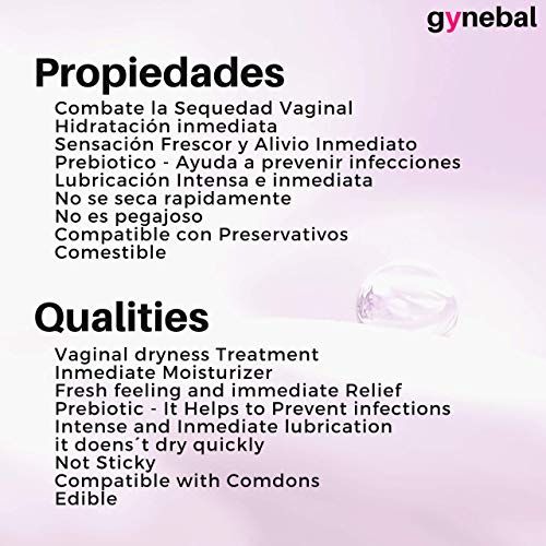 50 ml GYNEBAL Gel Intimo Mujer Hidratante y Lubricante Vulvar Prebiotico - ALIVIO DE LA SEQUEDAD VAGINAL EXTERNA - Hidratacion intensa y frescor inmediato