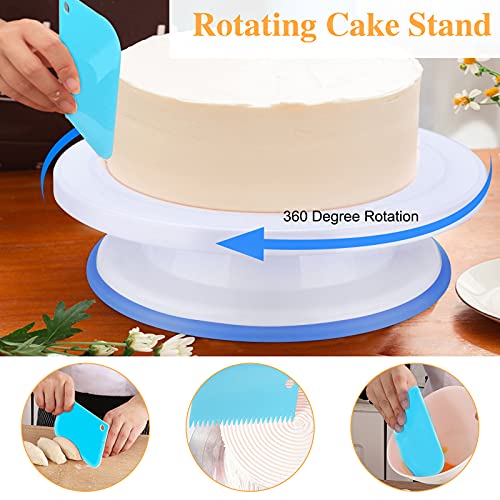 75Pcs Decoración de Pasteles Kit Ninonly Plato Giratorio para Tartas con Boquillas, Manga Pastelera, Raspadores de Pastel, Espátulas Glaseadas, Smoothe, Uñas de Flores, Cake Cutter