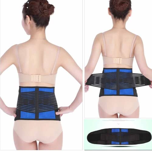 ABUCIYO Soporte Lumbar de Neopreno de Doble tracción Ajustable Soporte Inferior Alivio del Dolor Correa de Cintura Correa de Espalda Unisex Vértebras lumbares (Large,Blue)