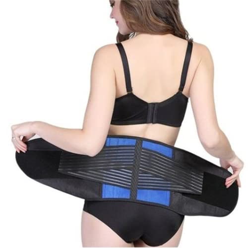 ABUCIYO Soporte Lumbar de Neopreno de Doble tracción Ajustable Soporte Inferior Alivio del Dolor Correa de Cintura Correa de Espalda Unisex Vértebras lumbares (Large,Blue)