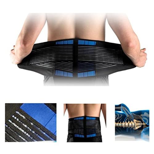 ABUCIYO Soporte Lumbar de Neopreno de Doble tracción Ajustable Soporte Inferior Alivio del Dolor Correa de Cintura Correa de Espalda Unisex Vértebras lumbares (Small,Blue)