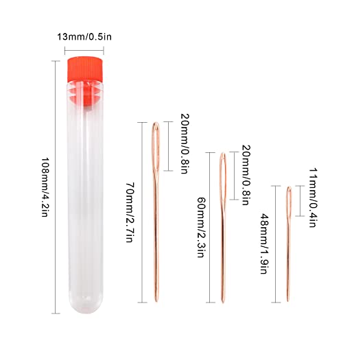 Aguja Roma de Ojo Grande, KINHARD 9 Piezas Oro Rosa Agujas de Ojo Grande, Agujas de Zurcir con Botella Transparente, se Puede Utilizar para Punto de Cruz, Costura a Mano, Reparación de Ropa