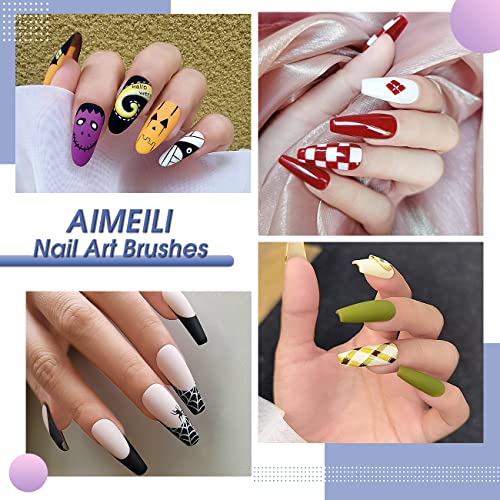 AIMEILI 5 Piezas Cepillo Uñas Para Pintura Brochas, Nail Art Pintura Dibujo Línea Herramienta,de Detalle Para Dibujando Patrones de Linea Pincel Tamaño 5/7/9/11/20 mm