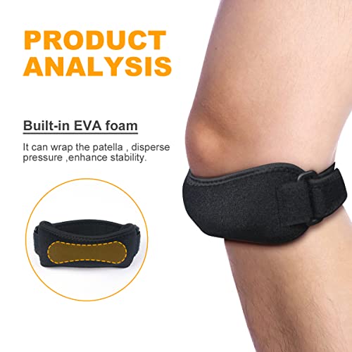 Ainiv 2 Pack Rodillera Ajustable, Rodillera Cinta Rotuliana, Rodillera Menisco, Rodilla Protector Correa Rotuliana para Rótula Correr, Running, Voleibol, Béisbol