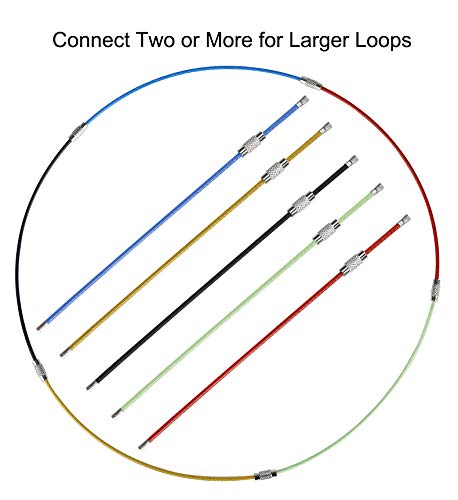 Alambre Llaveros Cable, Llavero 2mm Cable Loops Engranaje de Acero Inoxidable para Colgar Etiqueta de Equipaje, llaveros y Guardianes de Etiquetas de identificación 20pcs