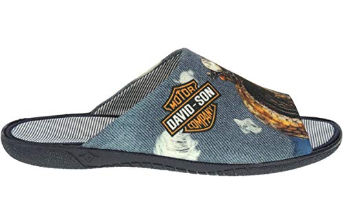 ALBEROLA-SEVILLAS Zapatilla Chinela Destalonada de IR por casa para Hombre | Motor Harley David-Son Azul Talla 43