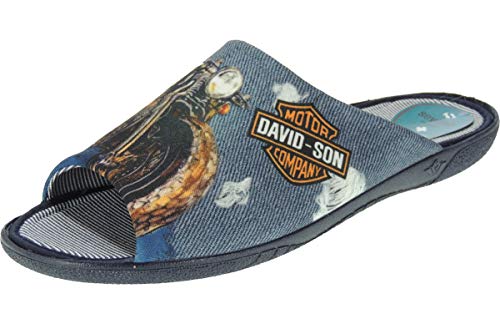 ALBEROLA-SEVILLAS Zapatilla Chinela Destalonada de IR por casa para Hombre | Motor Harley David-Son Azul Talla 43