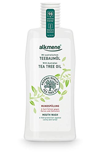 alkmene Enjuague bucal con aceite de árbol de té con protección 6 veces mayor - Protege contra la caries y el sarro - Sin alcohol, siliconas y parabenos 1x 500 ml