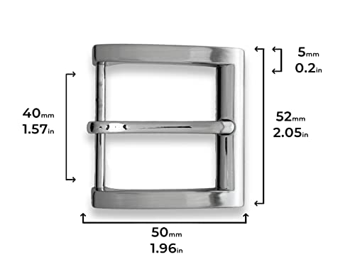 almela - Hebilla cinturón - 40mm de ancho - 4cm - Hebilla para recambio - Plata cepillada - Hebilla de repuesto