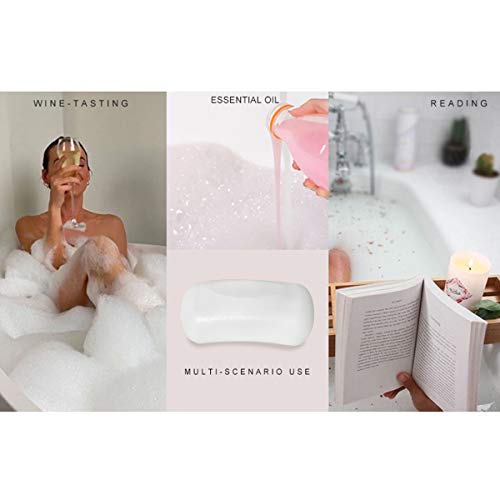 Almohada Bañera con 2 Ventosas Antideslizante, Waterproof Bath Headrest Bathtub Spa Pillow Waterproof, Ergonomica Impermeable Almohada Spa Cojín de Baño para Adulto, Reposacabezas para Baño (Blanca)