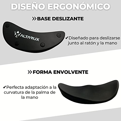 ALTARUX Reposamuñecas Ergonómico para Ratón, Almohadilla Deslizante de mano para Ordenador, Negro