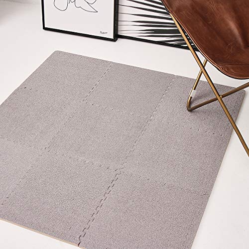 Amazon Brand - Umi -Alfombras de espuma entrelazadas de 30 X 30 cm (Gris claro 9 Piezas)