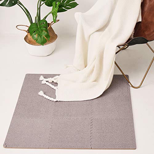 Amazon Brand - Umi -Alfombras de espuma entrelazadas de 30 X 30 cm (Gris claro 9 Piezas)