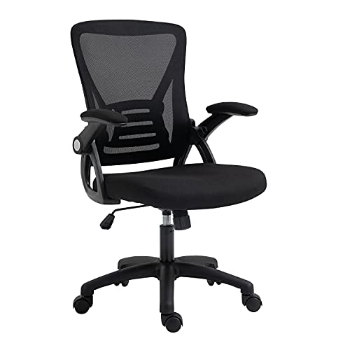 AMINITURE Silla Ergonómica de Oficina, Silla Oficina Brazos Abatibles con Soporte Lumbar, Respaldo Transpirable, Altura Ajustable, Carga Máxima de 115 kg/250lbs