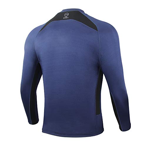 AMZSPORT Sudaderas Hombre Camiseta Deportiva de Manga Larga con Cremallera 1/4 para Correr Gimnasio Golf Ciclismo, Azul M