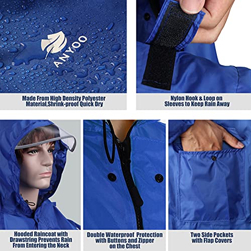 Anyoo Unisex Rain Coat Senderismo Impermeable Empaquetado Impermeable Largo