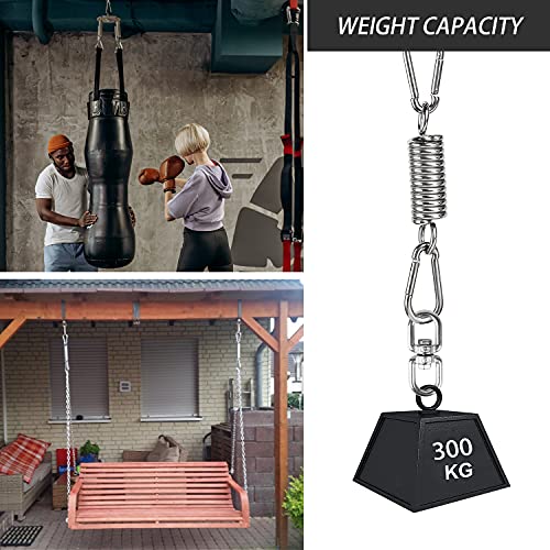 Aoligei Suspensión de la Hamaca del Acero Inoxidable Ganchos para Hamaca,Capacidad 250KG Longitud 15CM con 2 Mosquetones y 1 Gancho Giratorio,Ideal para Hamacas y Columpios