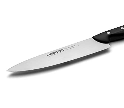 Arcos Maitre, Cuchillo Cocinero, Acero Inoxidable Nitrum 215 mm, Mango Polipropileno Negro