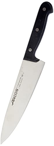 Arcos Serie Universal - Cuchillo Cocinero Cuchillo Chef Cuchillo Cocina Arcos, Hoja de Acero Inoxidable NITRUM de 200 mm, Mango de Polioximetileno, (POM), Color Negro