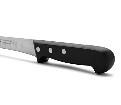 Arcos Serie Universal, Cuchillo Jamonero, Hoja de Acero Inoxidable Nitrum 240 mm con alveolos, Mango de Polioximetileno, POM Color Negro