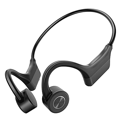 Auriculares de Conducción ósea, WANFEI Auriculares de Conducción ósea Bluetooth 5.0 Auriculares Manos Libres Inalámbricos con Micrófono para Reuniones de Conducción Deportiva