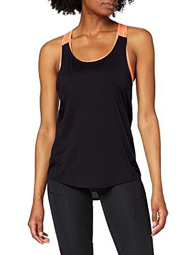 AURIQUE Camiseta Deportiva Mujer, Multicolor (Black/Geranium), X-Large