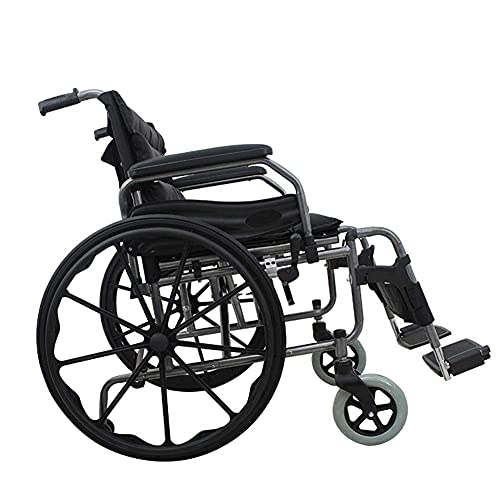 AWJ Equipo Ligero Plegable para discapacitados, Silla de Ruedas Manual, Ruedas Grandes Productos para el Cuidado de Ancianos para Personas con sobrepeso