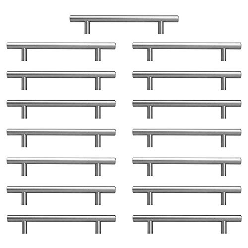 AwmnSrman Tiradores Cocina Tiradores Armarios 15 Piezas Acero 128MM Inoxidable Lnstalación de Agujeros Lnstalación de Agujeros Plata