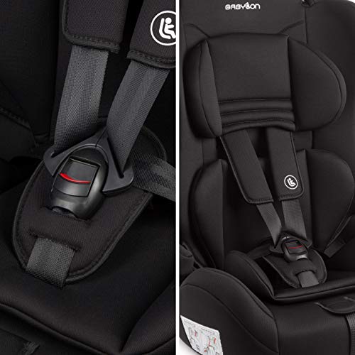 BABYLON Silla Coche Grupo 1 2 3 Protect. Silla coche para Niños 9-36 kg, silla coche bebe (1 a 12 años). Silla bebe coche sin isofix ECE R44 /0 negro